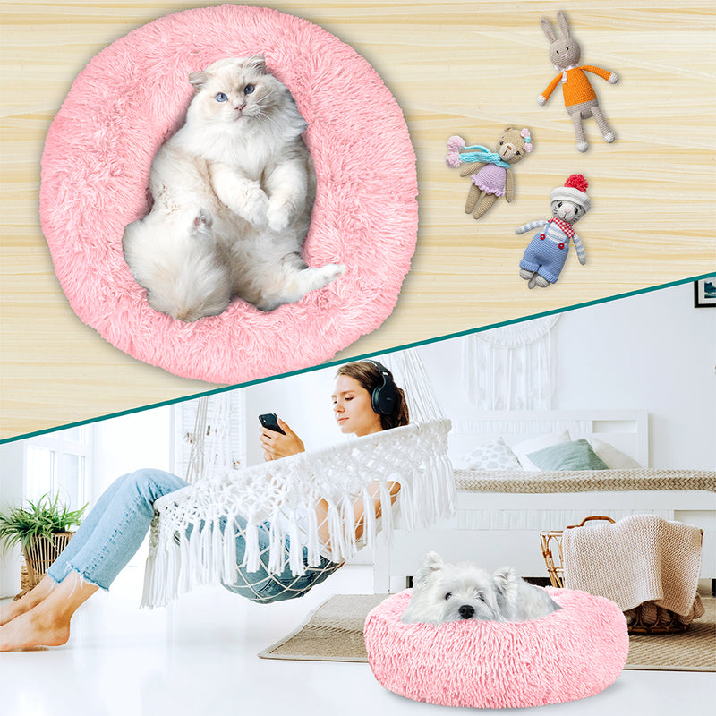 Fluffy Calming Donut Pet Bed