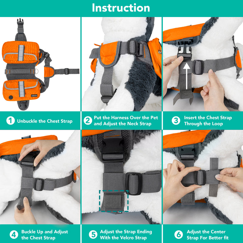 Deluxe Dog Harness Saddle Bag Backpack