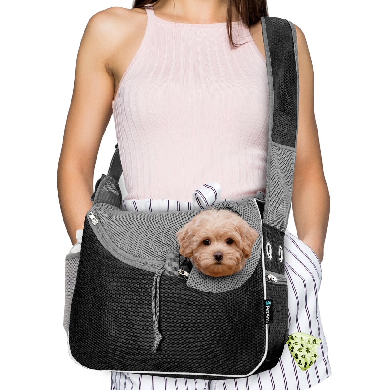 PetAmi Small Dog Sling Carrier, Soft-Sided Crossbody Puppy Carrying Purse Bag, Adjustable Sling Pet Pouch to Wear Medium Cat Tra PetAmi Small Dog Sling Carrier, Soft-Sided Crossbody Puppy Carrying Purse Bag, Adjustable Sling Pet Pouch to Wear Medium Cat Tra