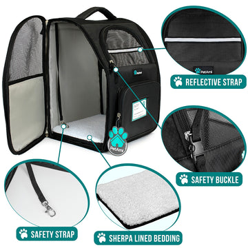 Deluxe Backpack Pet Travel Carrier with Wheels - Approved by Most