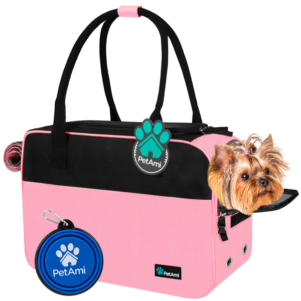 Cuby Dog Purse Carrier for Small Dogs with Pocket and Safety Tether,  Soft-Sided Small Dog Carrier for Small Medium Pet Cat Outdoor Shopping Tote  Bag (Pink) : Amazon.in: Pet Supplies