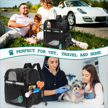 backpack travel with dog PetAmi Ventilated Airline Approved Dog & Cat Carrier Backpack, Purple