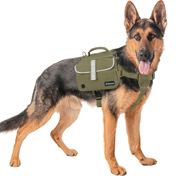 best dog hiking backpack harness PetAmi Dog Backpack for Medium Large Dogs, Dog Saddle Bag for Dogs to Wear, Harness Saddlebag with Reflective Safety Side Pockets for Hiking,