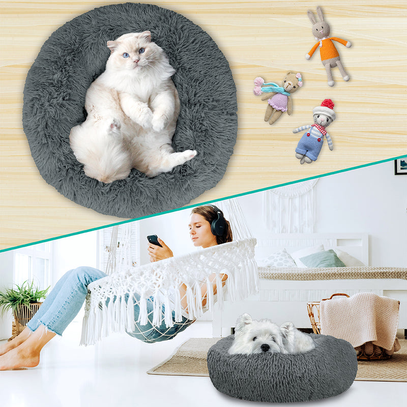 Fluffy Calming Donut Pet Bed
